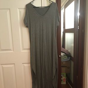 Grey jersey maxi dress, not worn tapered bottom